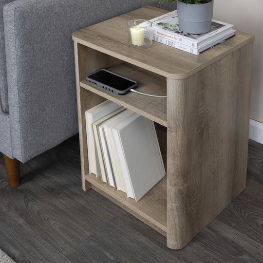 Hello Honey® Coastal Oak End Table with Storage